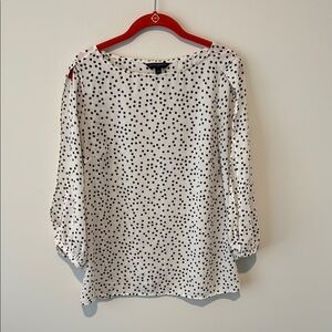 Banana Republic Factory Black and White Polka Dot 3/4 Sleeve Blouse, small